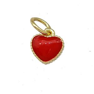 Copper Heart Pendant Red Enamel Gold Plated, approx 6.5mm [FD15187]