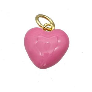 Copper Heart Pendant Pink Enamel Gold Plated, approx 12-13.5mm [FD15190]