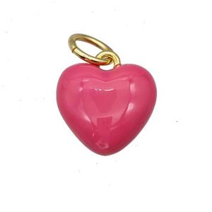 Copper Heart Pendant Red Enamel Gold Plated, approx 12-13.5mm [FD15191]