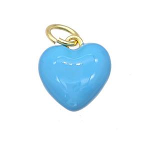 Copper Heart Pendant Blue Enamel Gold Plated, approx 12-13.5mm [FD15193]