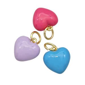 Copper Heart Pendant Enamel Gold Plated Mixed Color, approx 12-13.5mm [FD15194]
