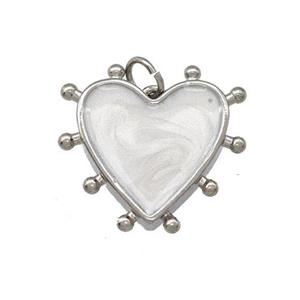 Copper Heart Pendant White Painted Platinum Plated, approx 15mm [FD15204]