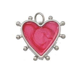Copper Heart Pendant Red Painted Platinum Plated, approx 15mm [FD15206]