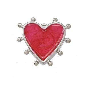 Copper Heart Pendant Red Painted Platinum Plated, approx 15mm [FD15209]