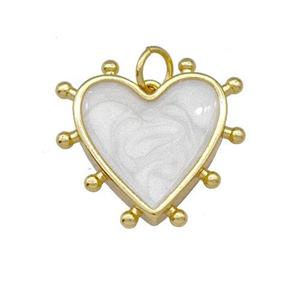 Copper Heart Pendant White Painted Gold Plated, approx 15mm [FD15211]
