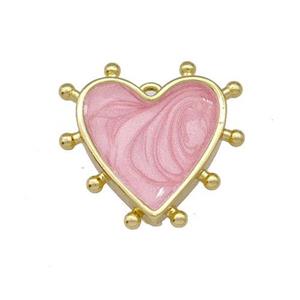 Copper Heart Pendant Pink Painted Gold Plated, approx 15mm [FD15212]