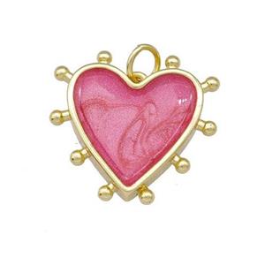 Copper Heart Pendant Red Painted Gold Plated, approx 15mm [FD15213]