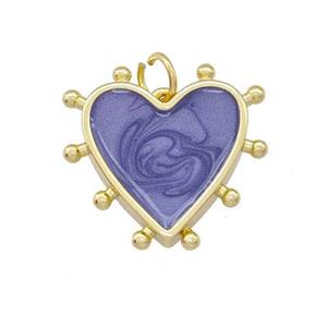 Copper Heart Pendant Lilac Painted Gold Plated, approx 15mm [FD15214]