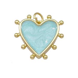 Copper Heart Pendant Teal Painted Gold Plated, approx 15mm [FD15215]