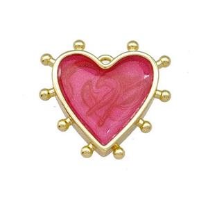 Copper Heart Pendant Red Painted Gold Plated, approx 15mm [FD15216]