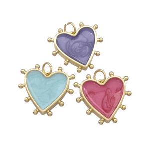 Copper Heart Pendant Painted Gold Plated Mixed, approx 15mm [FD15217]