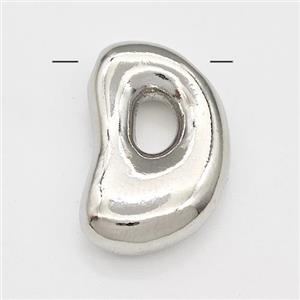 Copper Letter-D Pendant Platinum Plated, approx 15-21mm [FD15249]
