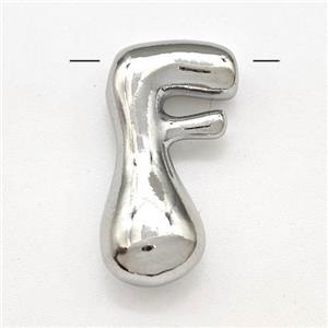 Copper Letter-F Pendant Platinum Plated, approx 15-21mm [FD15251]