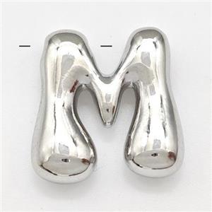 Copper Letter-M Pendant Platinum Plated, approx 15-21mm [FD15258]