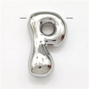 Copper Letter-P Pendant Platinum Plated, approx 15-21mm [FD15261]