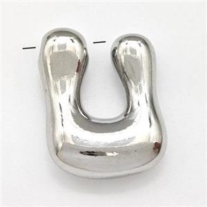Copper Letter-U Pendant Platinum Plated, approx 15-21mm [FD15266]