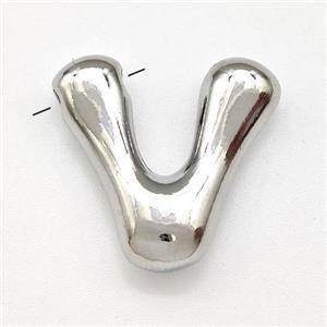 Copper Letter-V Pendant Platinum Plated, approx 15-21mm [FD15267]