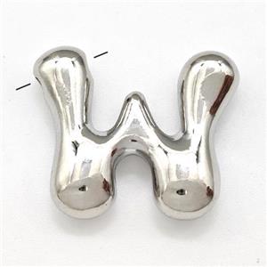 Copper Letter-W Pendant Platinum Plated, approx 15-21mm [FD15268]