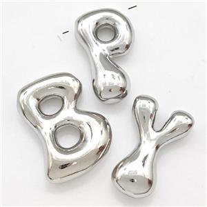 Copper Alphabet Pendant Platinum Plated Mixed Letters, approx 15-21mm [FD15272]