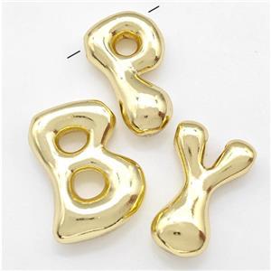 Copper Alphabet Pendant Gold Plated Mixed Letters, approx 15-21mm [FD15299]