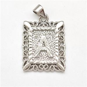Copper Letter-A Pendant Frame Platinum Plated, approx 18-21mm [FD15300]