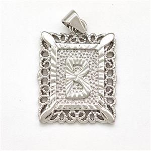 Copper Letter-B Pendant Frame Platinum Plated, approx 18-21mm [FD15301]