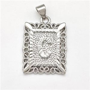 Copper Letter-C Pendant Frame Platinum Plated, approx 18-21mm [FD15302]