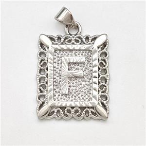 Copper Letter-F Pendant Frame Platinum Plated, approx 18-21mm [FD15305]