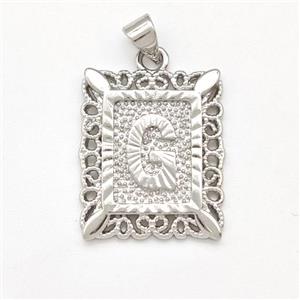 Copper Letter-G Pendant Frame Platinum Plated, approx 18-21mm [FD15306]