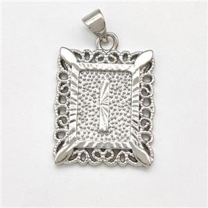 Copper Letter-I Pendant Frame Platinum Plated, approx 18-21mm [FD15308]