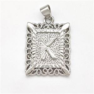 Copper Letter-K Pendant Frame Platinum Plated, approx 18-21mm [FD15310]