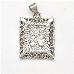 Copper Letter-N Pendant Frame Platinum Plated, approx 18-21mm [FD15313]