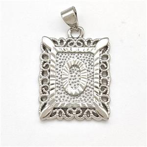 Copper Letter-O Pendant Frame Platinum Plated, approx 18-21mm [FD15314]