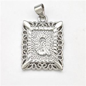 Copper Letter-Q Pendant Frame Platinum Plated, approx 18-21mm [FD15316]