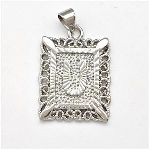 Copper Letter-U Pendant Frame Platinum Plated, approx 18-21mm [FD15320]