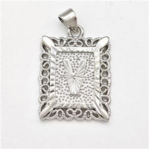 Copper Letter-V Pendant Frame Platinum Plated, approx 18-21mm [FD15321]