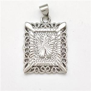 Copper Letter-W Pendant Frame Platinum Plated, approx 18-21mm [FD15322]