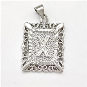Copper Letter-X Pendant Frame Platinum Plated, approx 18-21mm [FD15323]