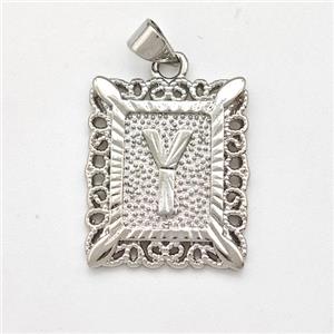 Copper Letter-Y Pendant Frame Platinum Plated, approx 18-21mm [FD15324]