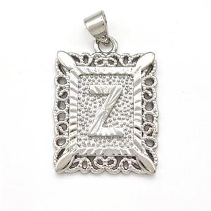 Copper Letter-Z Pendant Frame Platinum Plated, approx 18-21mm [FD15325]