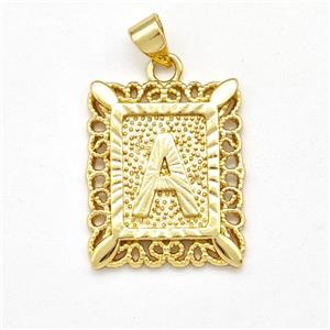 Copper Letter-A Pendant Frame Gold Plated, approx 18-21mm [FD15327]
