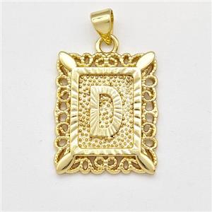 Copper Letter-D Pendant Frame Gold Plated, approx 18-21mm [FD15330]