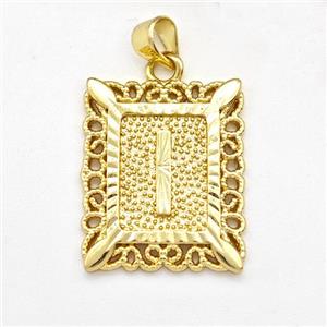 Copper Letter-I Pendant Frame Gold Plated, approx 18-21mm [FD15335]