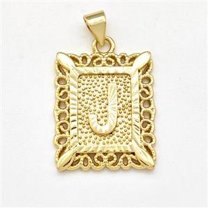 Copper Letter-J Pendant Frame Gold Plated, approx 18-21mm [FD15336]
