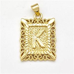 Copper Letter-K Pendant Frame Gold Plated, approx 18-21mm [FD15337]