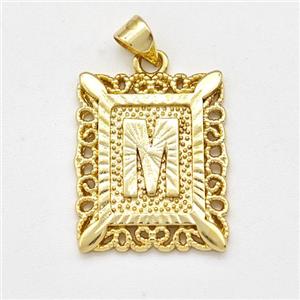 Copper Letter-M Pendant Frame Gold Plated, approx 18-21mm [FD15339]