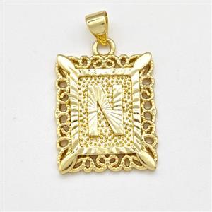 Copper Letter-N Pendant Frame Gold Plated, approx 18-21mm [FD15340]