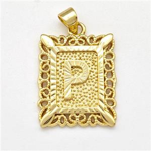 Copper Letter-P Pendant Frame Gold Plated, approx 18-21mm [FD15342]