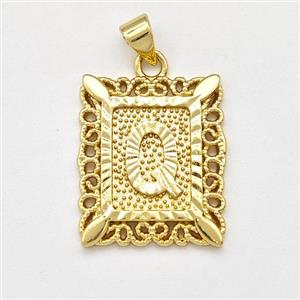 Copper Letter-Q Pendant Frame Gold Plated, approx 18-21mm [FD15343]