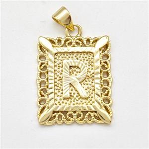 Copper Letter-R Pendant Frame Gold Plated, approx 18-21mm [FD15344]